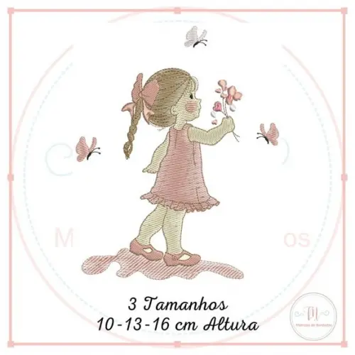 Matriz de Bordado Menina com Flores