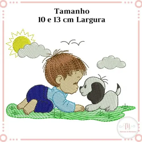 Matriz de Bordado Menino e Cachorro