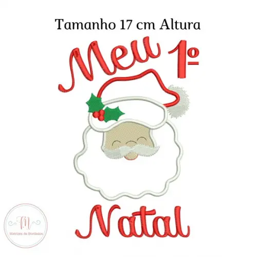 Matriz de Bordado Meu 1º Natal Papai Noel Aplique