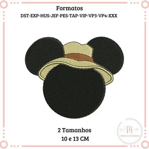 Matriz de Bordado Mickey Cabeça Safari