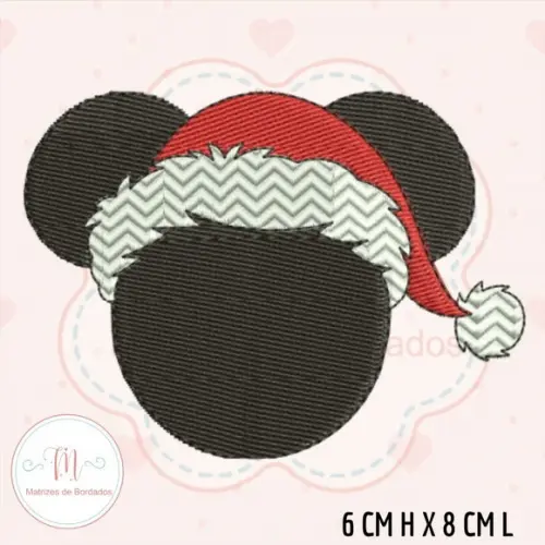 Matriz de Bordado Mickey Rosto Noel
