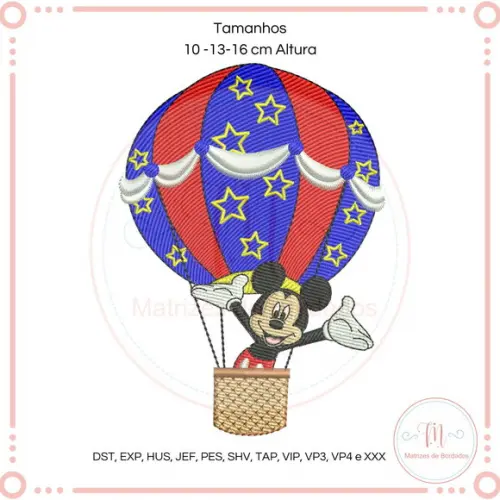 Matriz de Bordado Mickey no Balão