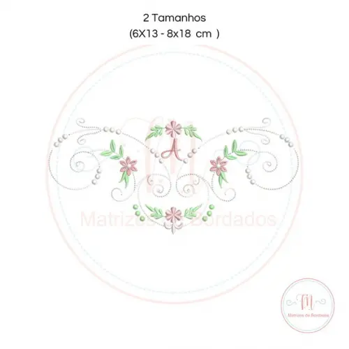 Matriz de Bordado Moldura Arabesca Floral (letra)