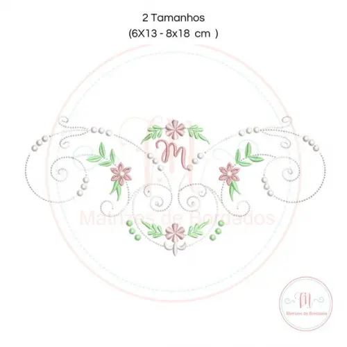 Matriz de Bordado Moldura Arabesca Floral (letra)