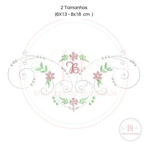 Matriz de Bordado Moldura Arabesca Floral (letra)