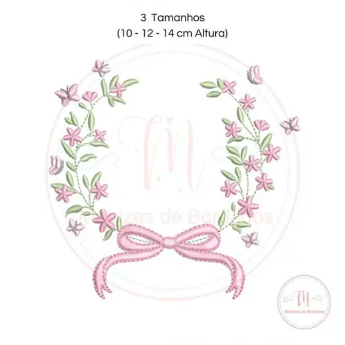 Matriz de Bordado Moldura Laço e Floral