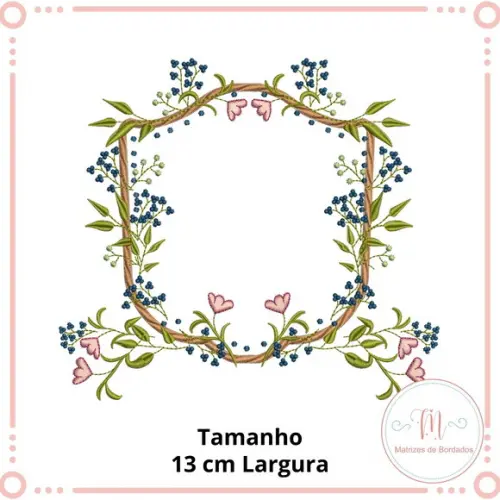 Matriz de Bordado Moldura Florais