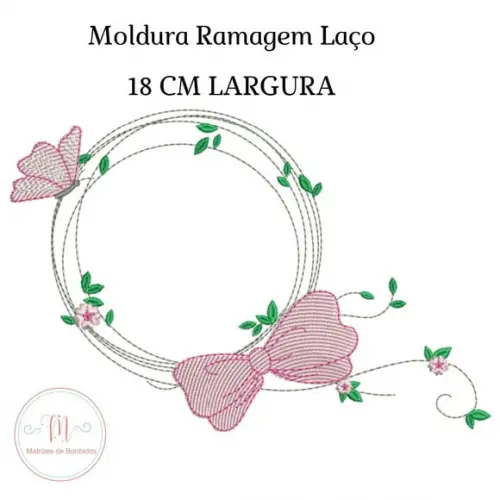 Matriz de Bordado Moldura Floral Laço