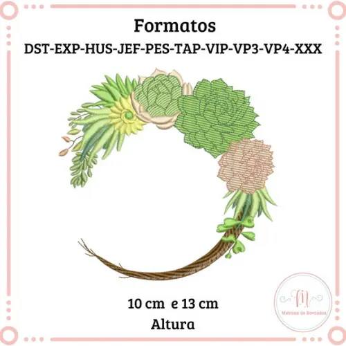 Matriz de Bordado Moldura Floral Cactos
