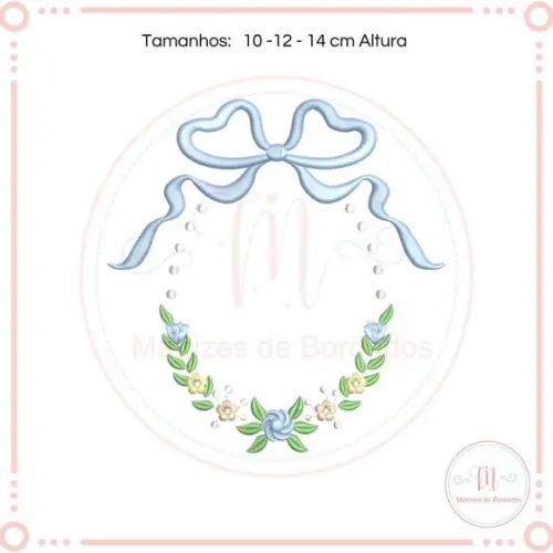 Matriz de Bordado Moldura Oval Floral e Laço