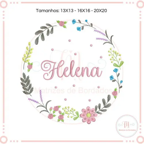 Matriz de Bordado Moldura Floral Personalizada (nome)