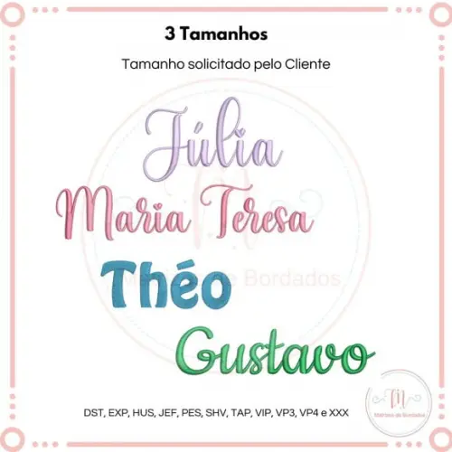 Matriz de Bordado Nome Simples (3 Tamanhos)