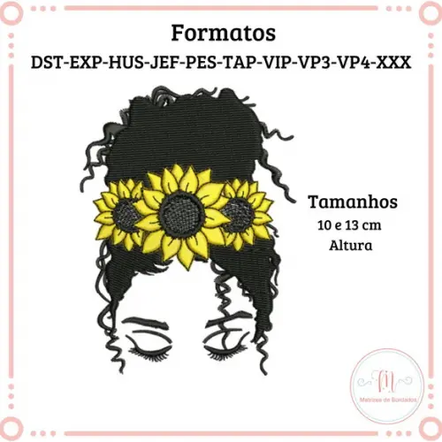 Matriz de Bordado Mulher com Girassóis