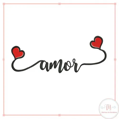 Matriz de Bordado Nomes Motivacionais com Corações