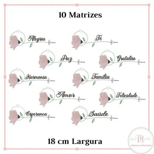 Matriz de Bordado Nomes Motivacionais Flor de Lotus