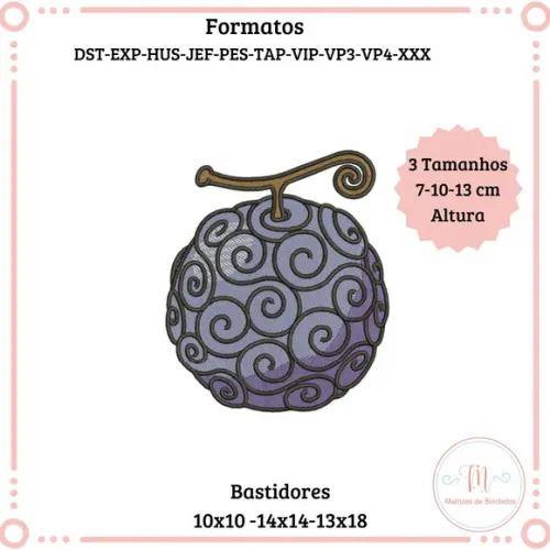Matriz de Bordado One Piece - Fruta Roxa