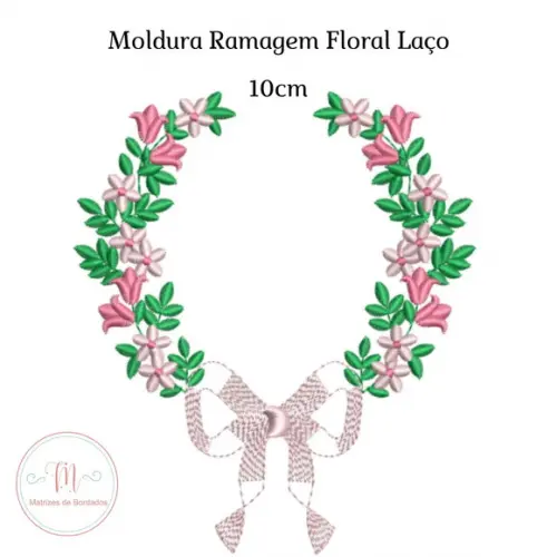 Matriz de Bordado Ramagem Floral Laço