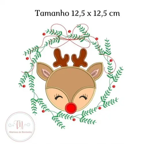Matriz de Bordado Rena de Natal Aplique