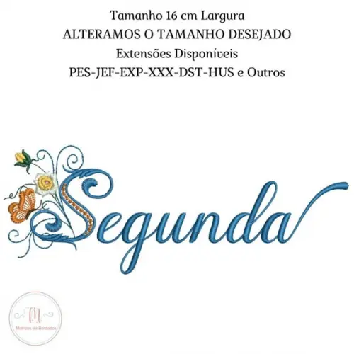 Matriz de Bordado Semaninha Floral e Borboleta