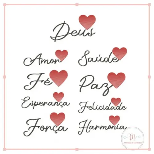 Matriz de Bordado Semaninha- Nomes + Corações