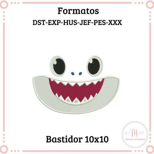 Matriz de Bordado Rosto Baby Shark