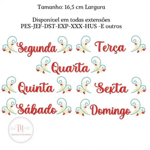 Matriz de Bordado Semaninha com Ramos