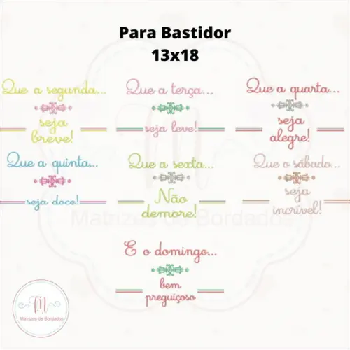 Matriz de Bordado Semaninha- Que a Semana Seja ...