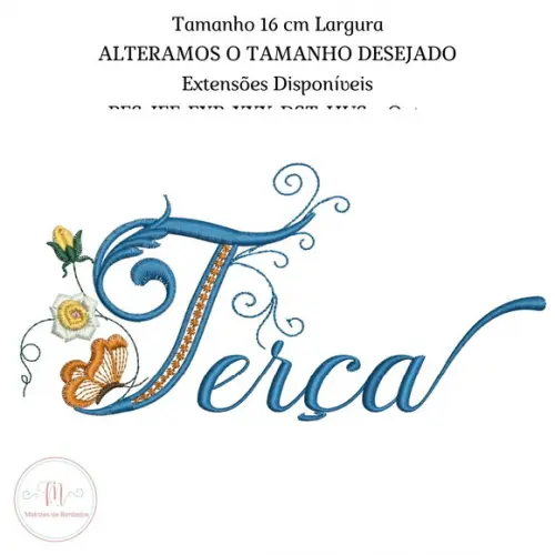 Matriz de Bordado Semaninha Floral e Borboleta