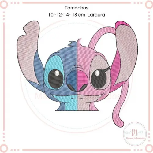 Matriz de Bordado Stitch e Angel Rosto Juntos