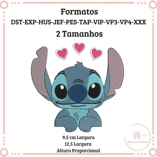 Matriz de Bordado Stitch com Corações