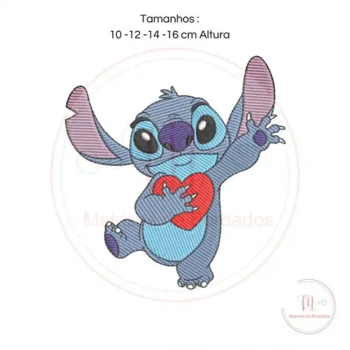 Matriz de Bordado Stitch com Coração