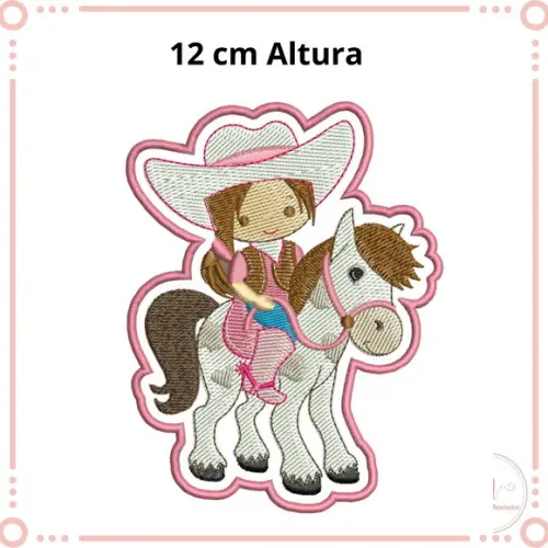 Matriz de Bordado Tag Menina CowGirl