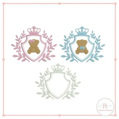 Matriz de Bordado Ursa e Urso Arabesco e Vazio Aplique