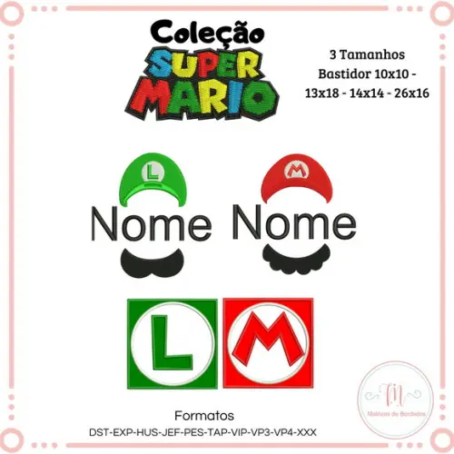 Matrizes de Bordado Coleção Super Mario