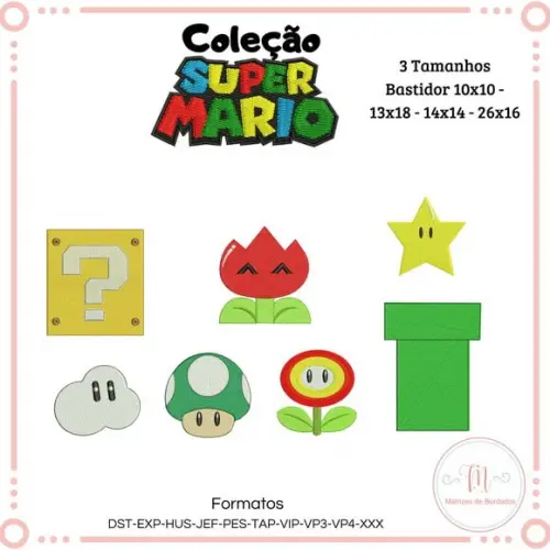 Matrizes de Bordado Coleção Super Mario