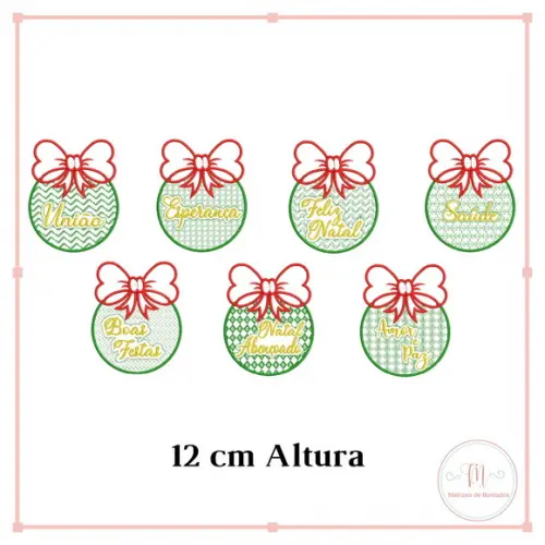 Matrizes de Bordados Bolas de Natal Palavras Motivacionais