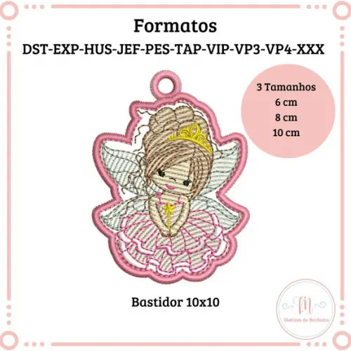 Matrizes de Bordados Chaveiro Fada
