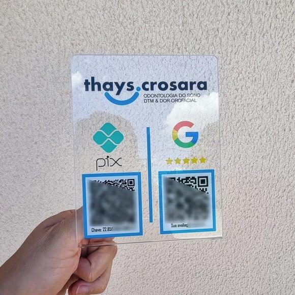 Placa 2 Qr Codes Acrilico Cristal Transparente Impressão Uv