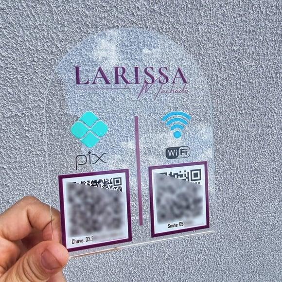 Placa 2 Qr Codes Acrilico Cristal Transparente Impressão Uv