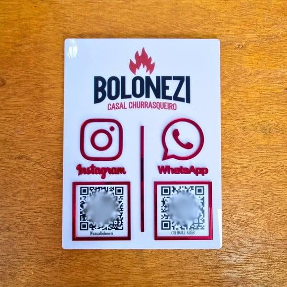 Placa 2 Qr Codes Parede Acrílico Espelhado Logo Pix Insta