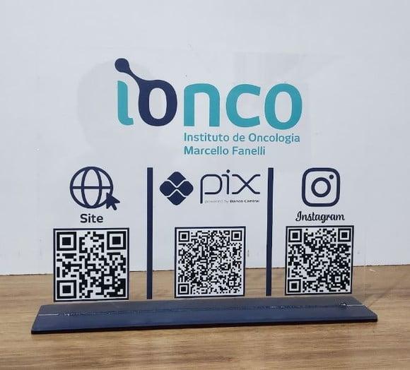 Placa 3 Qr Code Acrilico Cristal Pix Instagram Wifi Logo