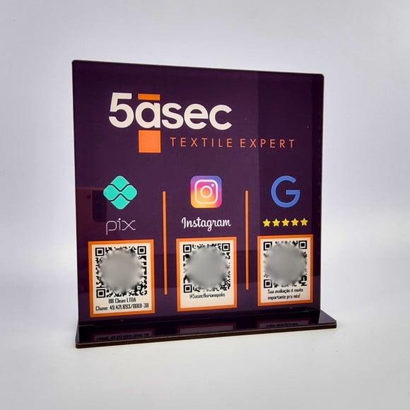 Placa 3 Qr Code Acrilico Cristal Pix Instagram Wifi Logo