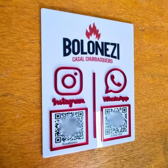 Placa 2 Qr Codes Parede Acrílico Espelhado Logo Pix Insta