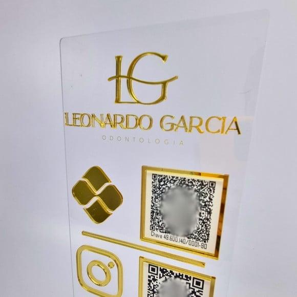 Placa 3 Qr Code Acrilico Espelhado Pix Instagram Wifi Logo
