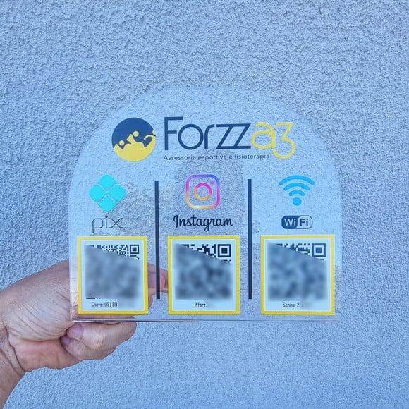 Placa 3 Qr Codes Acrilico Cristal Transparente Impressão Uv