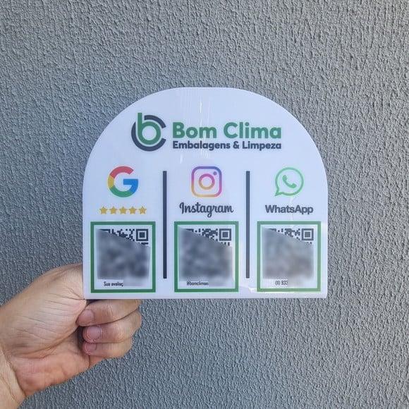 Placa 3 Qr Codes Acrilico Cristal Transparente Impressão Uv