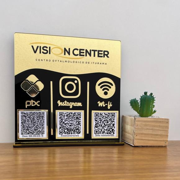 Placa 3 Qr Codes Acrílico Espelhado Pix Instagram Wifi Logo