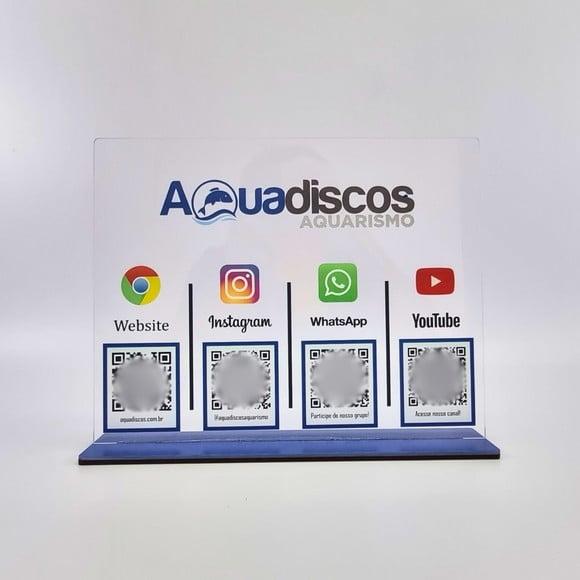 Placa 4 Qr Code Acrilico Cristal Pix Instagram Wifi Logo