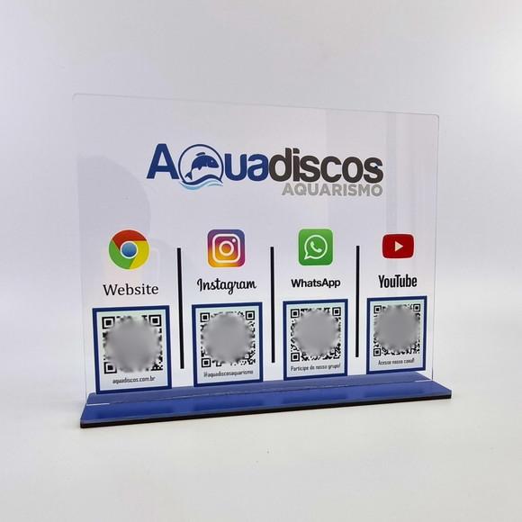 Placa 4 Qr Code Acrilico Cristal Pix Instagram Wifi Logo