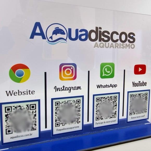 Placa 4 Qr Code Acrilico Cristal Pix Instagram Wifi Logo